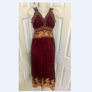 Burgundy Boho Maxi Dress